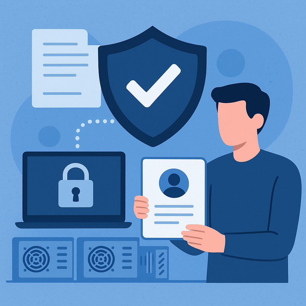 Abstract visualization of selective data disclosure with green checkmarks and locked data fields