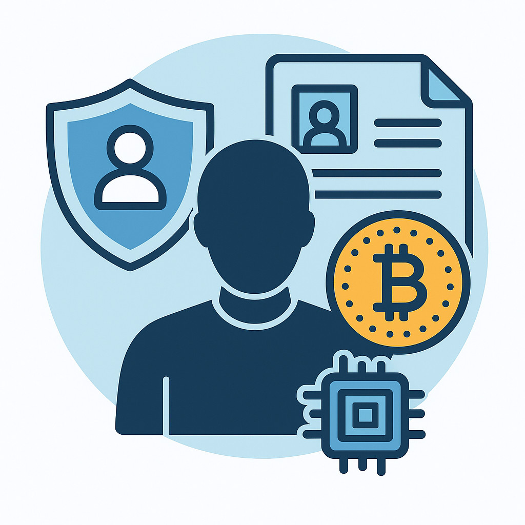 Person holding a glowing digital identity card representing self-sovereign crypto identity ownership