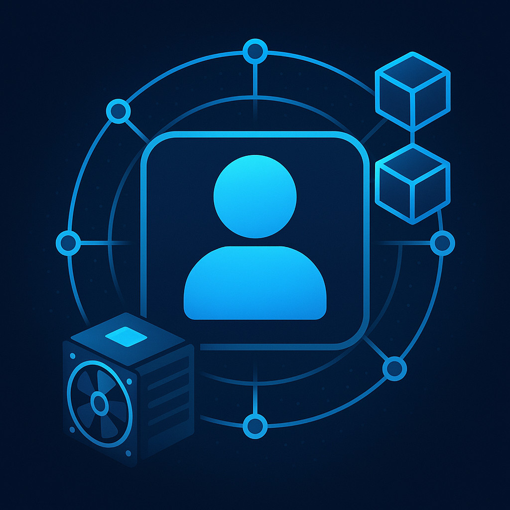 Glowing blockchain network visualization representing universal Web3 identity connections