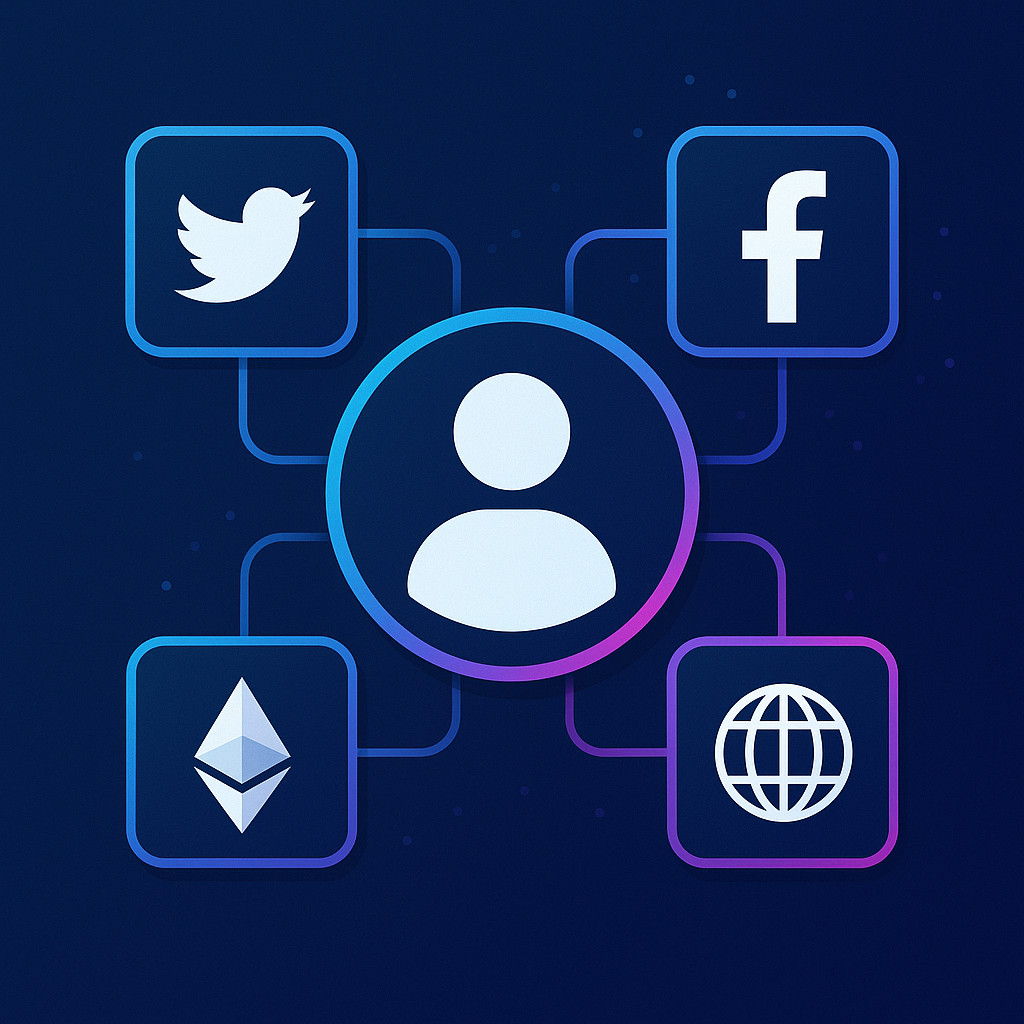 Abstract digital identity layers connecting multiple platforms with a single metahandle